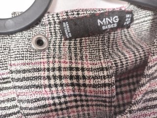 Blusa Mango cuadros gris y rosa manga larga