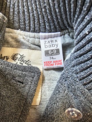 Chaqueta paño bebé gris 9 meses