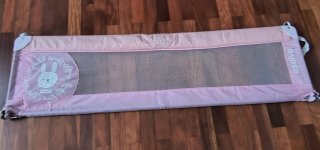 Barrera de cama infantil rosa con conejito
