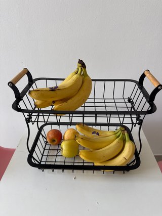 Cesta Frutero 2 Niveles Madera Metal