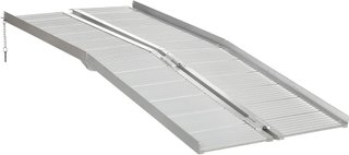 Rampa para Silla de Ruedas y Scooter para Discapacitados Plegable, Aleación de Aluminio Antideslizante Capacidad 272 Kg, 183X72X5 Cm, Plata