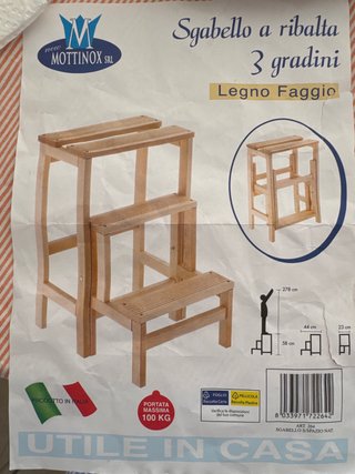 Escalera plegable madera 3 peldaños