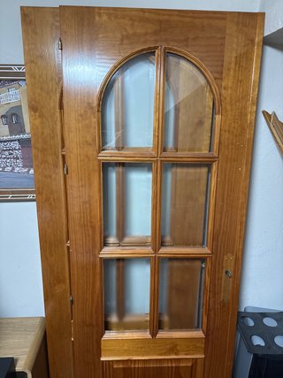 Puerta doble madera monoblock con cristal