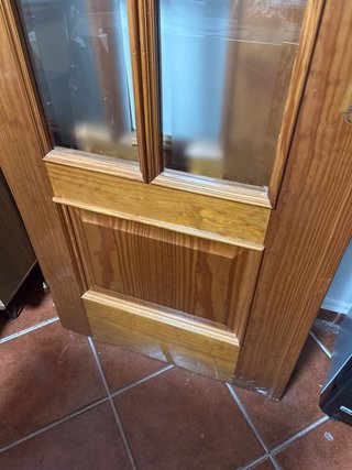 Puerta doble madera monoblock con cristal