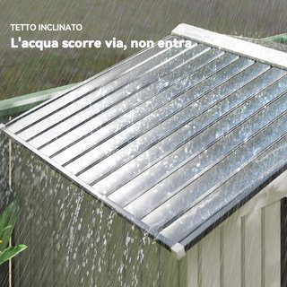 Casetta da Giardino 2,5 m² in Acciaio Zincato con Base e Ventilazioni, Capanno per Attrezzi con Tetto Inclinato, Doppie Porte Scorrevoli Bloccabili, 213x130x185 cm, Bianco Argentato