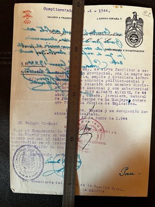 Lote 5 documentos Falange Guerra civil  Asturias