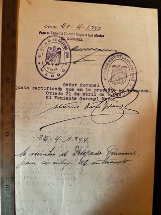 Lote 5 documentos Falange Guerra civil  Asturias