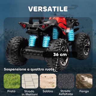Quad Eléctrico de 12V para Niños de 3-5 Años 3-8Km/H, Coche Eléctrico para Niños con Batería de 10AH, Música, MP3, USB, Tarjeta TF, Faros y Pedal, en PP y Metal, 100X65X73 Cm, Rojo