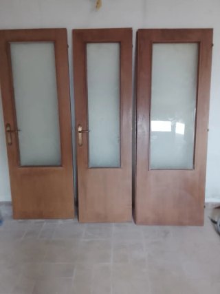 Puertas madera cristal tallado a mano