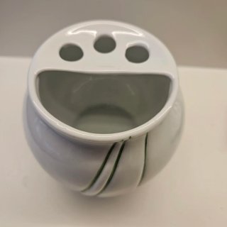 Portacepillos y jabonera porcelana blanca y verde