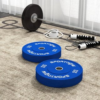 Set 2 Discos de Peso 2X5/10/20 Kg de Goma, Discos para Gimnasio y Casa con Agujero de 5 Cm para Mancuernas y Barras