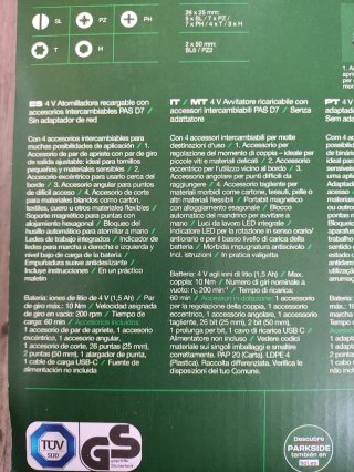 Atornillador Recargable 4V con accesorios Parkside