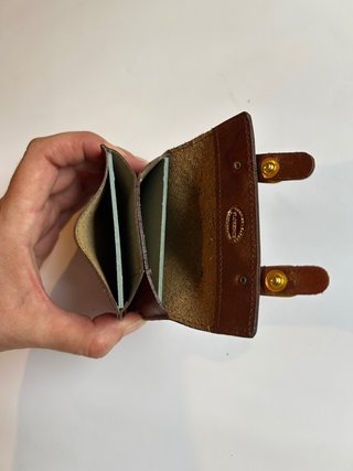 Portamonete vintage pelle marrone fibbie oro