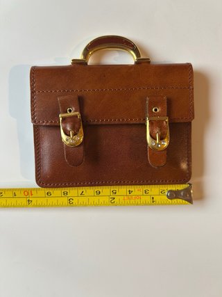 Portamonete vintage pelle marrone fibbie oro