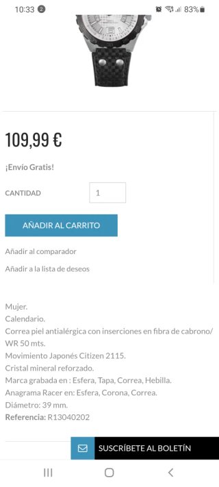 Reloj Racer Mujer sin estrenar.