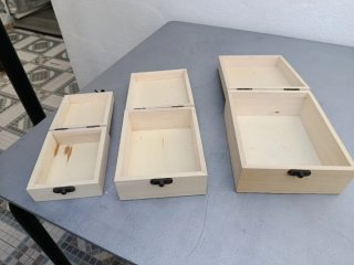 Conjunto 3 cajitas madera flamencos
