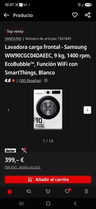 Lavadora Samsung 1 año Granada