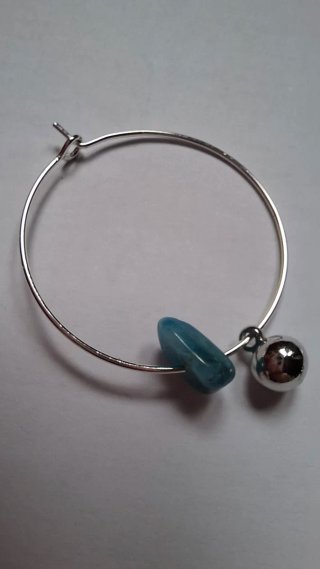 Pendientes Aro Bolita y Piedra Azul
