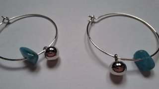 Pendientes Aro Bolita y Piedra Azul