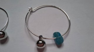 Pendientes Aro Bolita y Piedra Azul