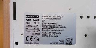 2 Monitores Ref FERMAX LOFT Ref 3311 y 3305