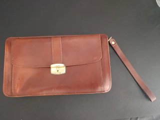Cartera de mano vintage cuero marrón
