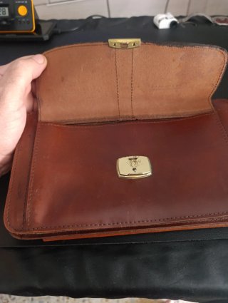 Cartera de mano vintage cuero marrón