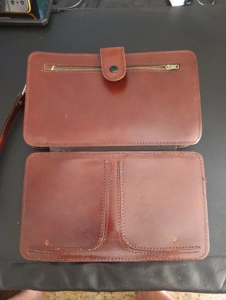 Cartera de mano vintage cuero marrón
