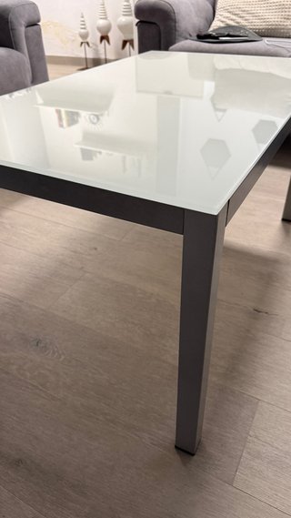 Mesa de comedor cristal y metal