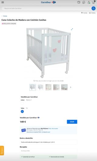 Cuna de bebé blanca con corazones rosas