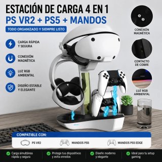 Estación Carga 4 en 1 PS VR2 + PS5 Mandos