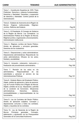 TEMARIO AUXILIAR ADMINISTRATIVO CARM