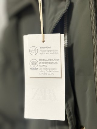 Abrigo acolchado Zara verde militar XL
