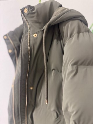 Abrigo acolchado Zara verde militar XL