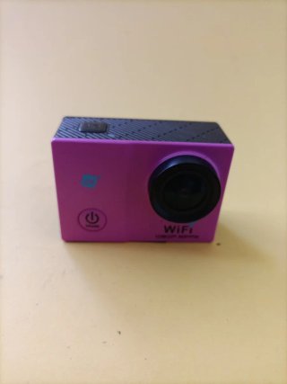 Cámara de video rosa y negra