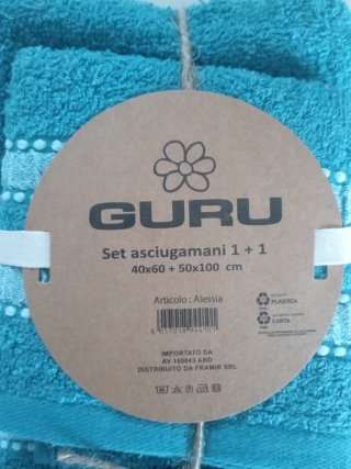 Set 2 Asciugamani Guru 40x60 + 50x100 cm