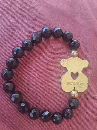 Pulsera Tous Oso Corazón Plata Negra