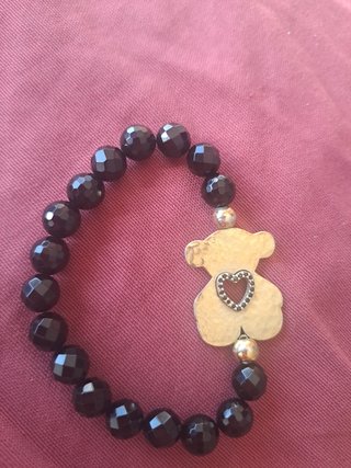 Pulsera Tous Oso Corazón Plata Negra