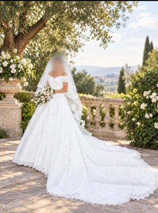 Vestido de Novia Blanco con Velo.