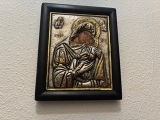 Icono bizantino Virgen y Niño Plata y Oro