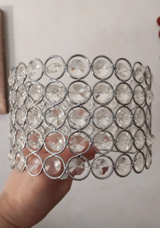Pantalla lámpara mesa cristal y metal