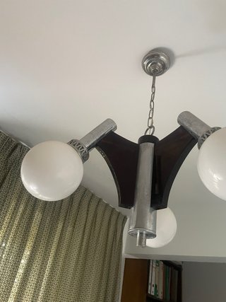 Lámpara colgante retro vintage madera y metal