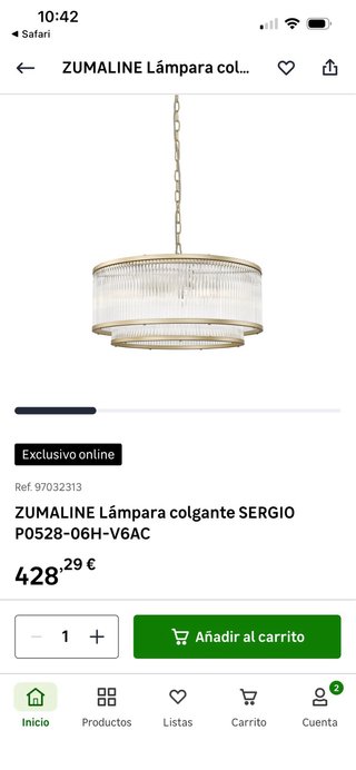 Lámpara Colgante Cristal y Metal