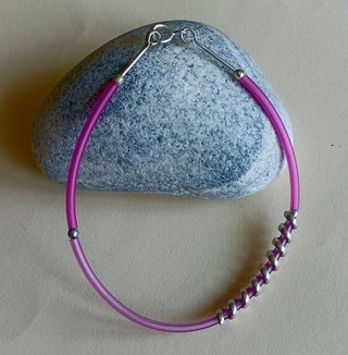 Conjunto collar y pulsera plata y rosa