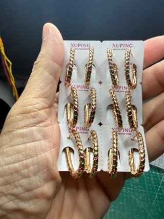 Pendientes aro Xuping dorados con circonitas