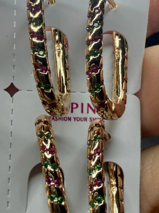 Pendientes aro Xuping dorados con circonitas