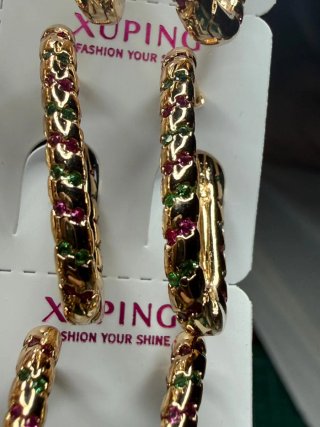 Pendientes aro Xuping dorados con circonitas