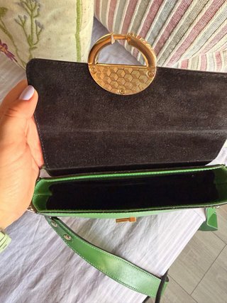 Bolso bandolera piel genuina verde