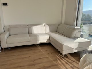 Sofá Chaiselongue Beige Tela