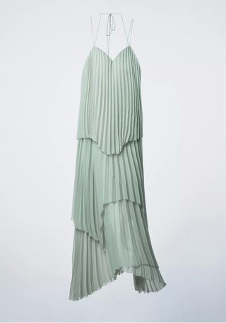 Vestido plisado Zara blanco talla única